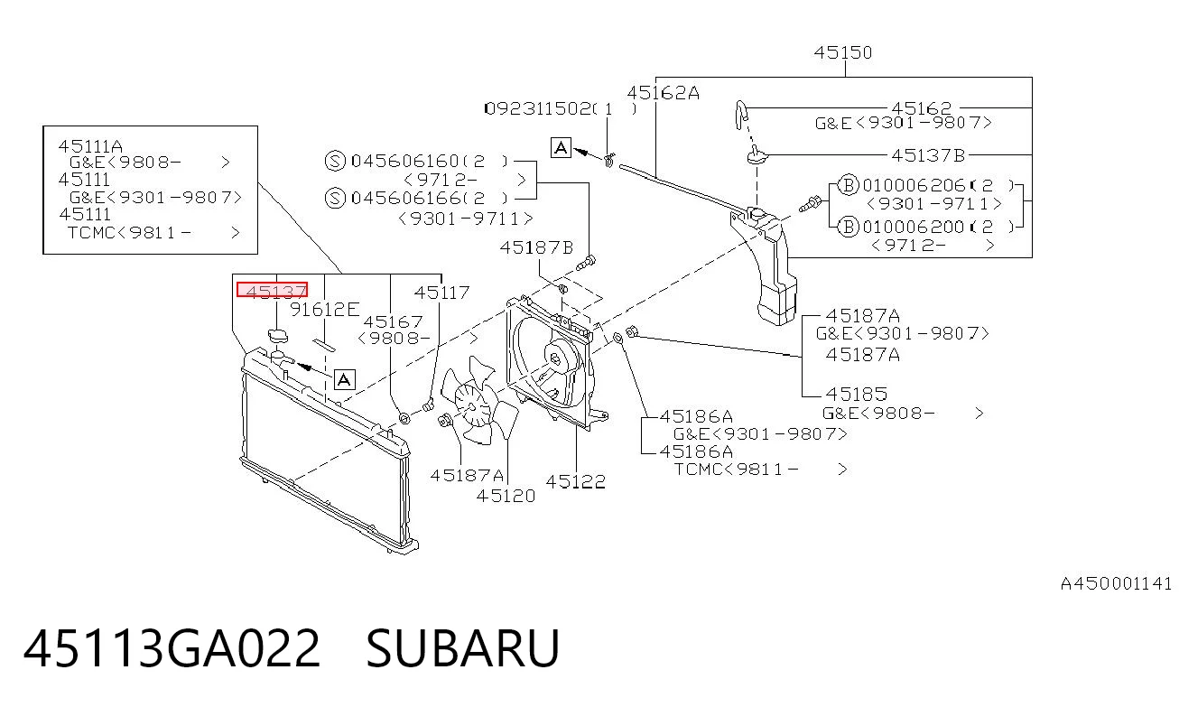 45113GA022 Subaru Tampa (tampão) do radiador