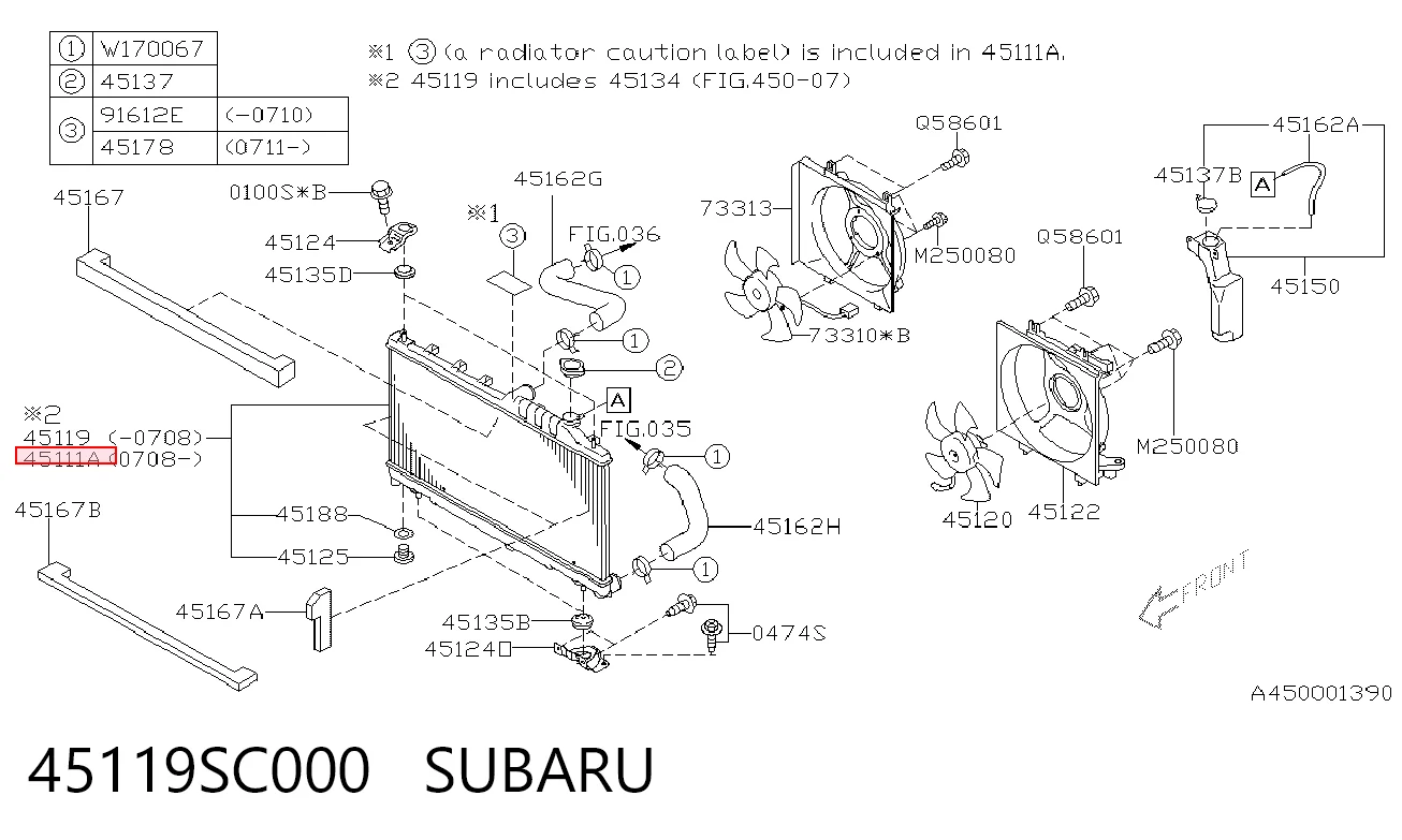 45119SC000 Subaru Radiador de esfriamento de motor