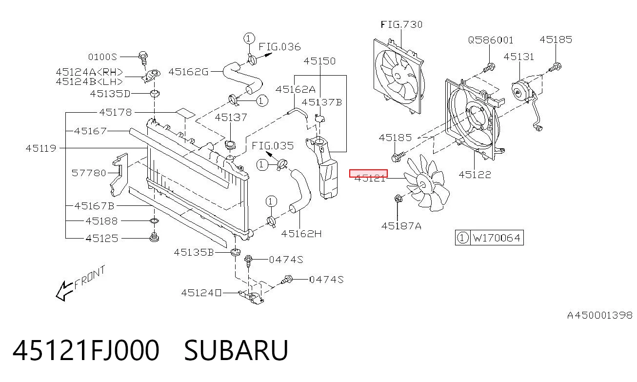 45121FJ000 Subaru Ventilador (roda de aletas) do radiador de esfriamento