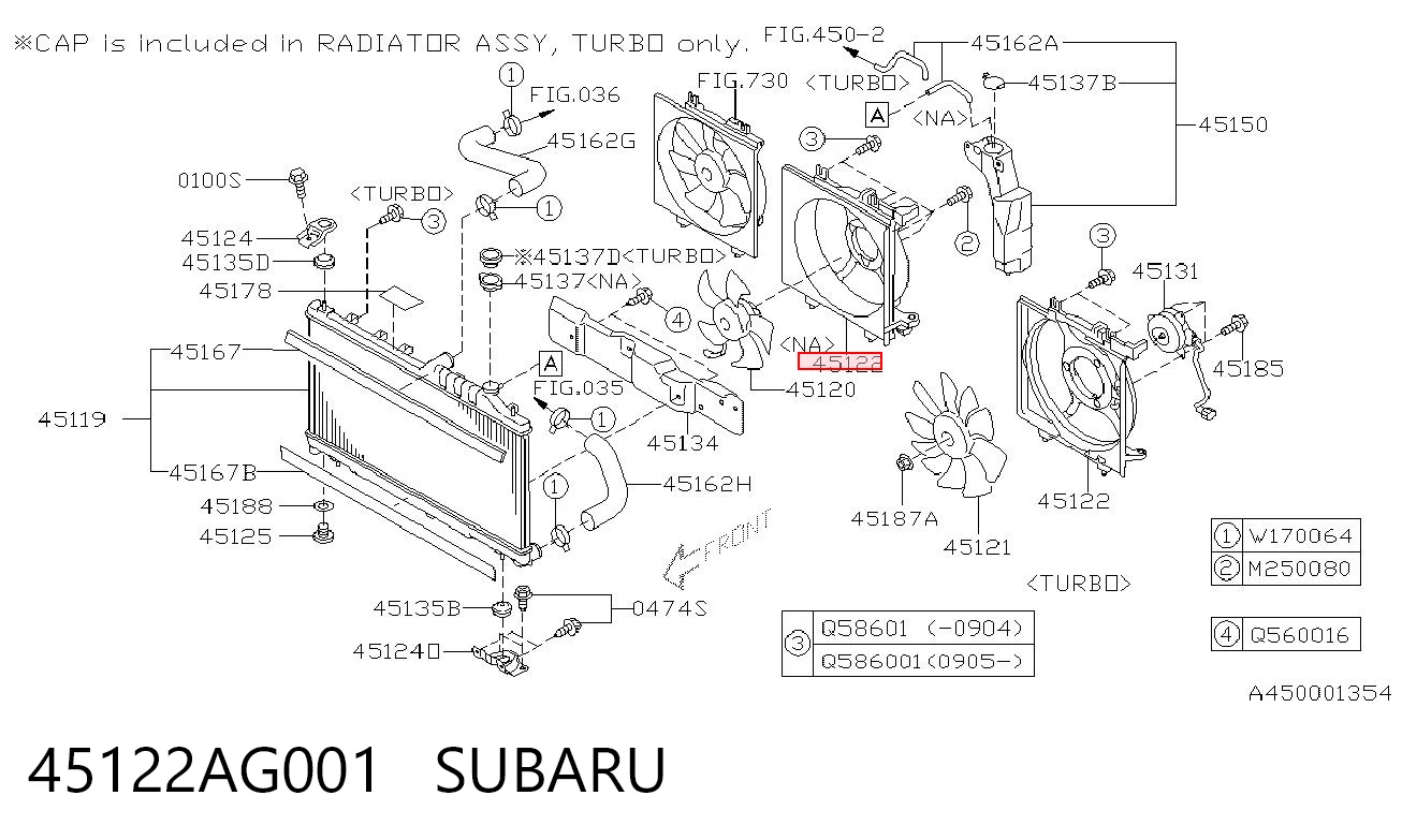 45122AG001 Subaru Difusor do radiador de esfriamento