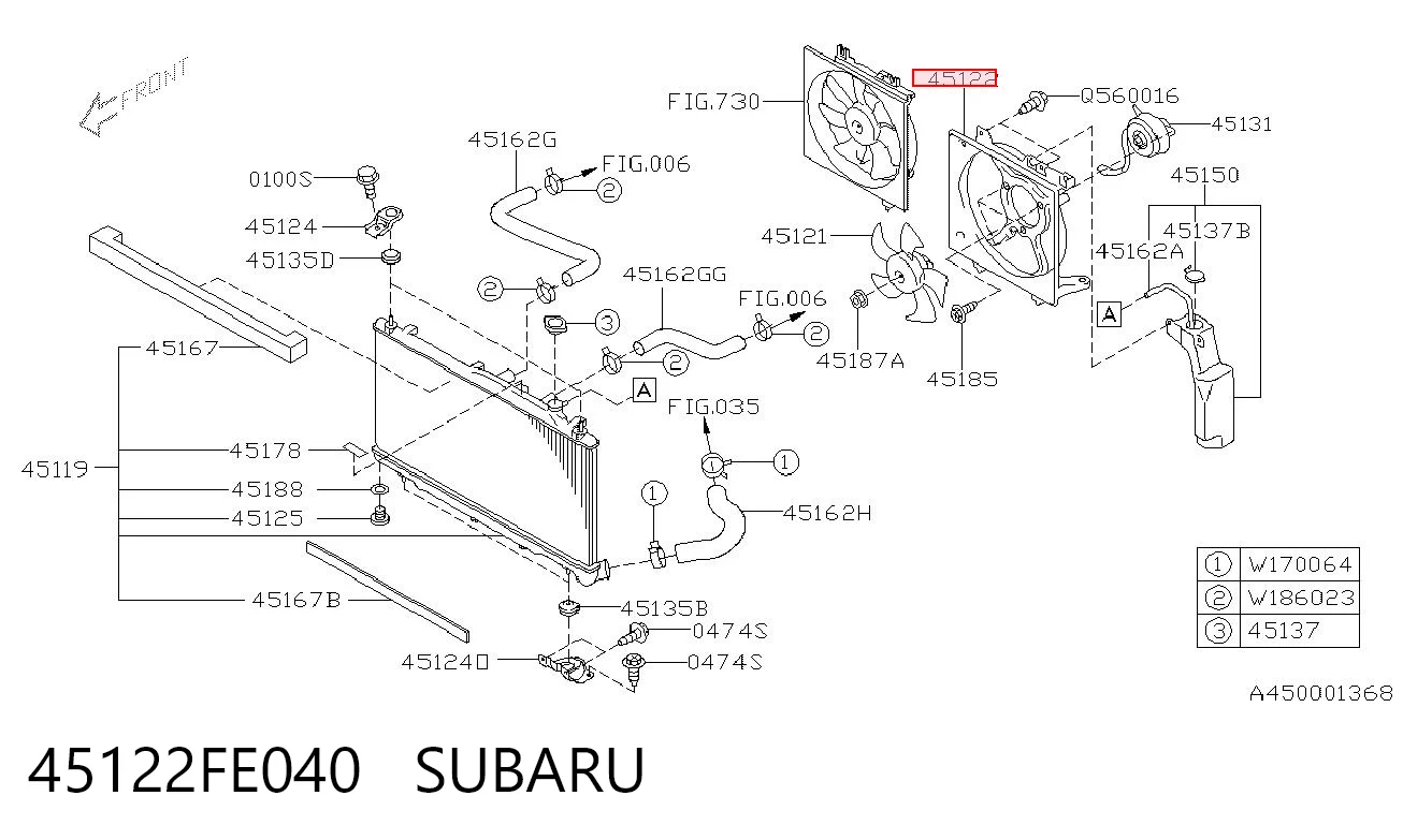 45122FE040 Subaru Difusor do radiador de esfriamento