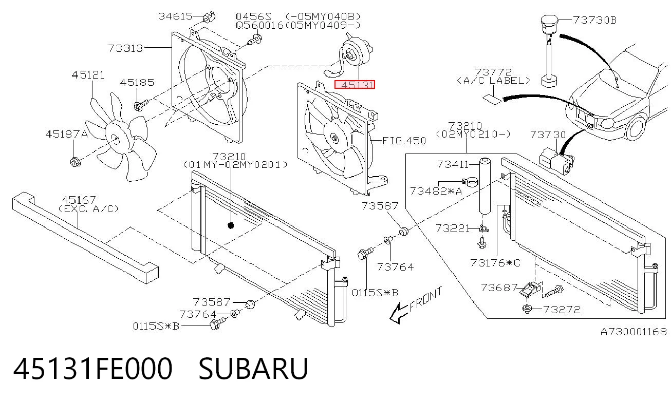45131FE000 Subaru Ventilador (roda de aletas) do radiador de esfriamento esquerdo
