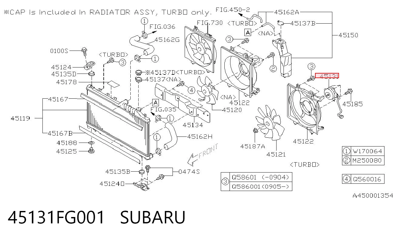 45131FG001 Subaru Motor de ventilador do sistema de esfriamento