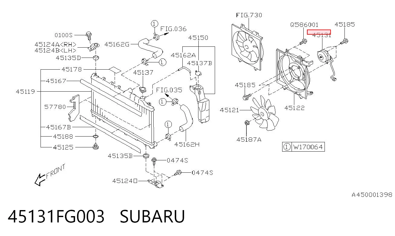 45131FG003 Subaru Motor de ventilador do sistema de esfriamento