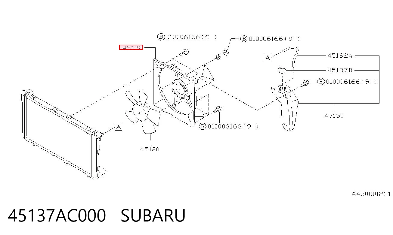 45137AC000 Subaru Difusor do radiador de esfriamento
