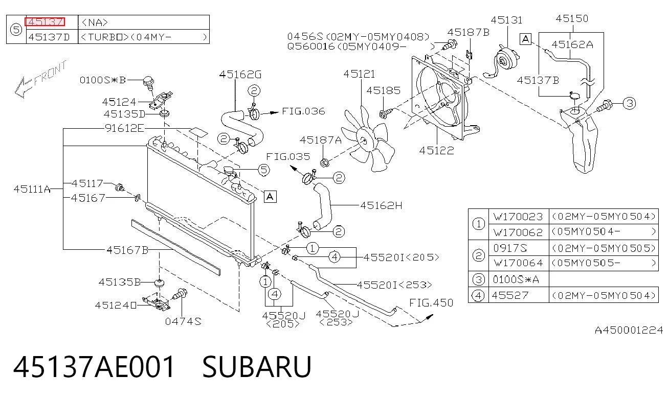 45137AE001 Subaru Tampa (tampão) do radiador