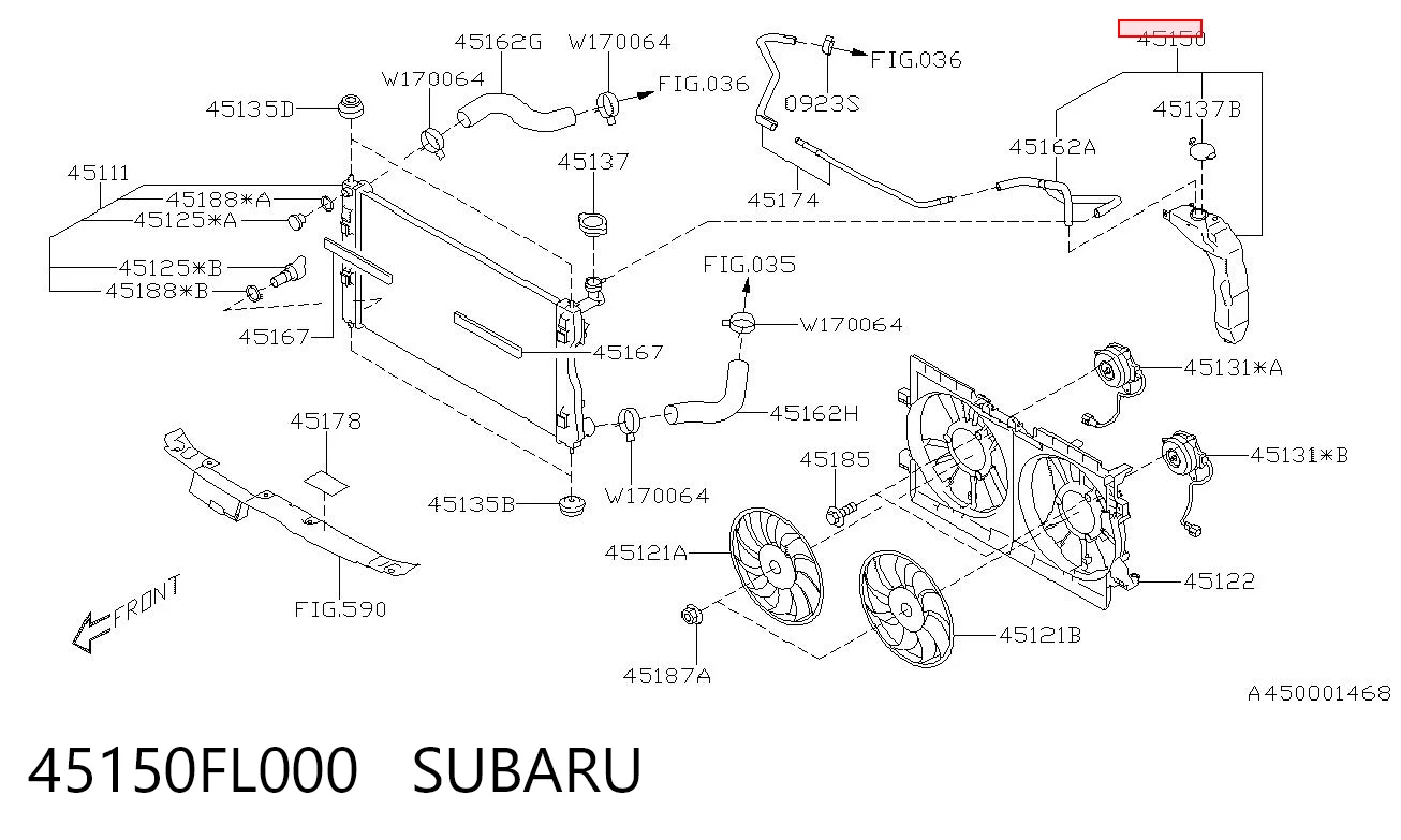 45150FL000 Subaru Tanque de expansão do sistema de esfriamento