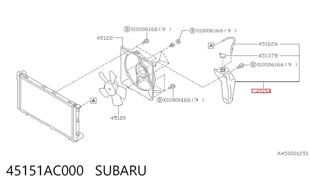 45151AC000 Subaru Tanque de expansão do sistema de esfriamento