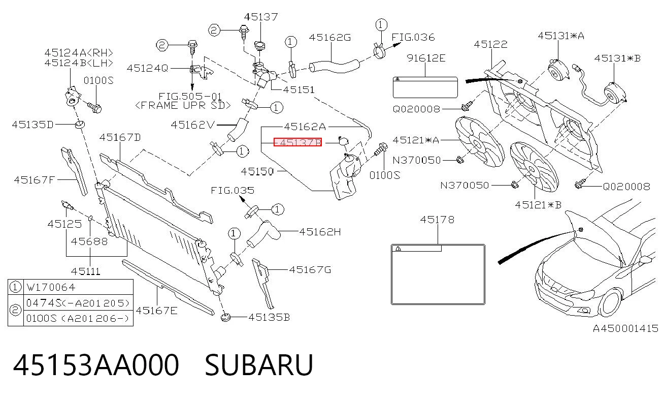 45153AA000 Subaru Tampa (tampão) do tanque de expansão