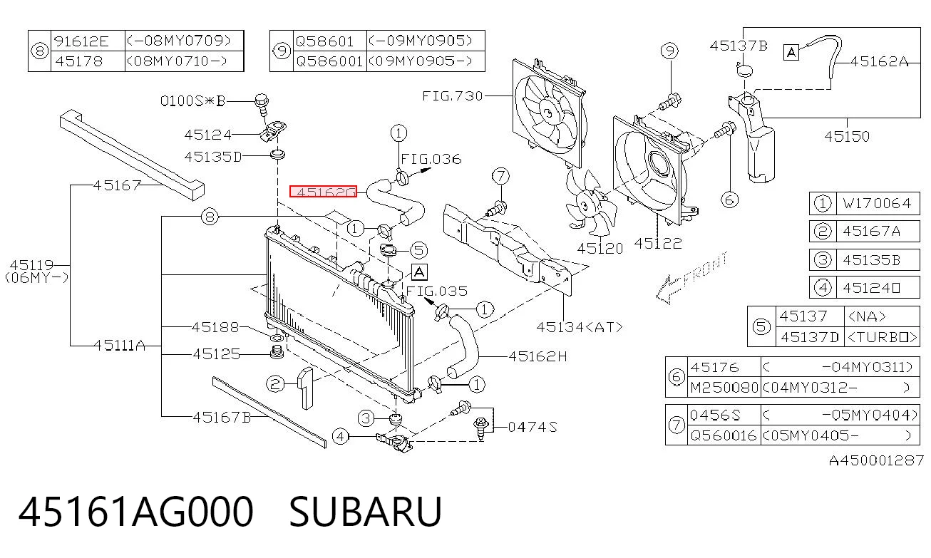 45161AG000 Subaru Mangueira (cano derivado) do radiador de esfriamento superior