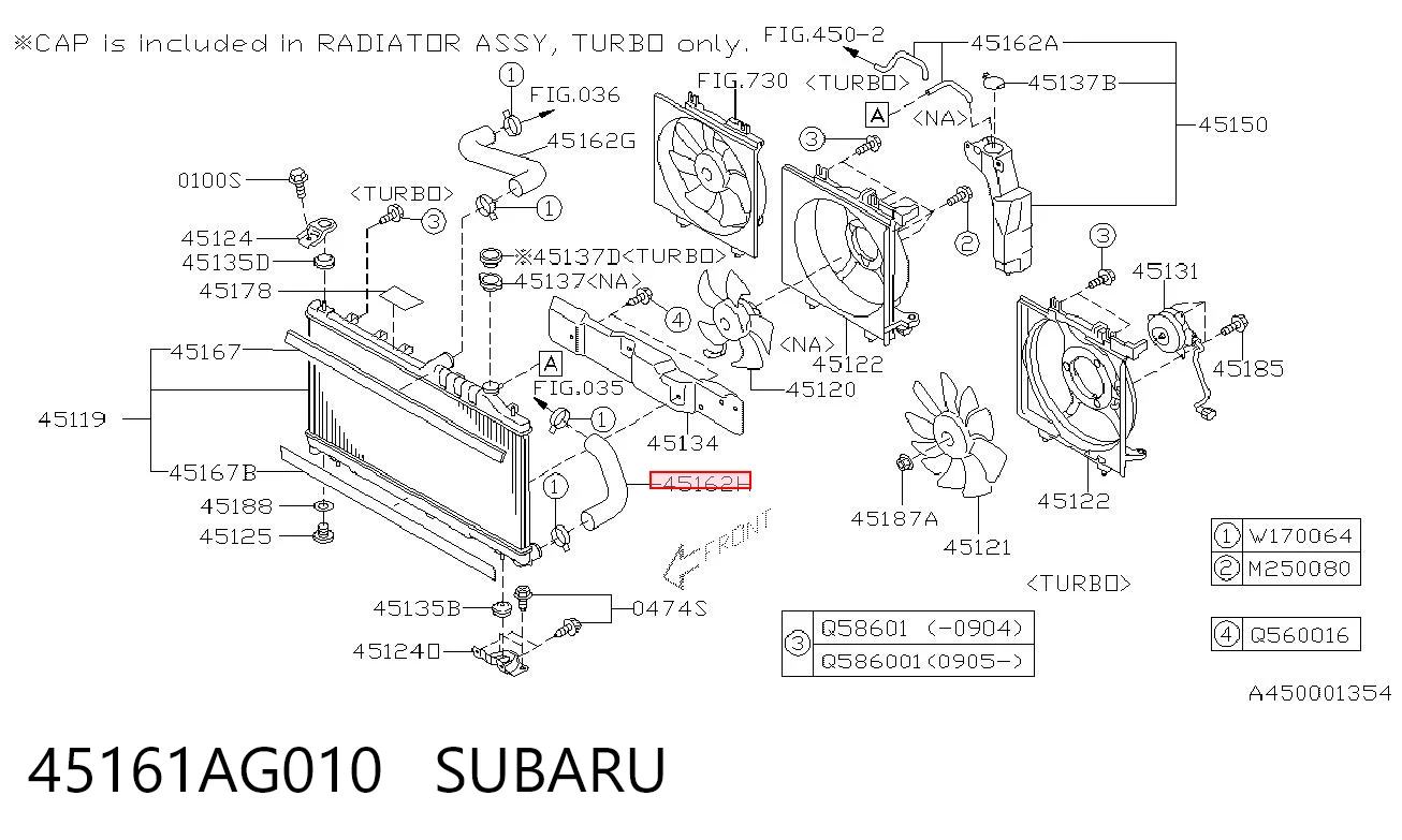 45161AG010 Subaru Mangueira (cano derivado) inferior do radiador de esfriamento