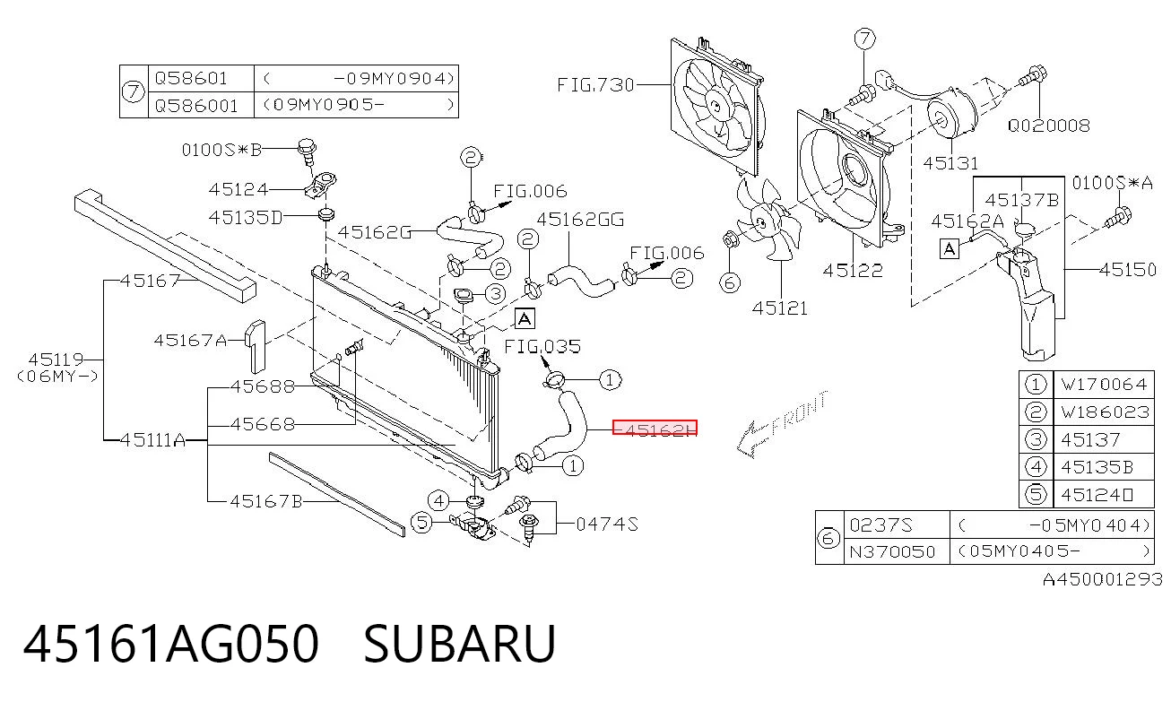 45161AG050 Subaru Mangueira (cano derivado) inferior do radiador de esfriamento