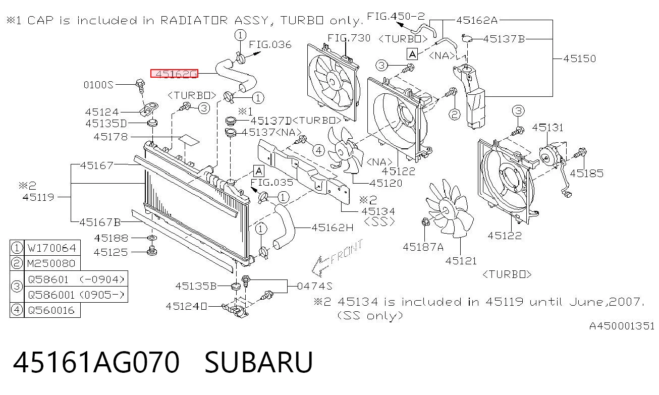 45161AG070 Subaru Mangueira (cano derivado) do radiador de esfriamento superior