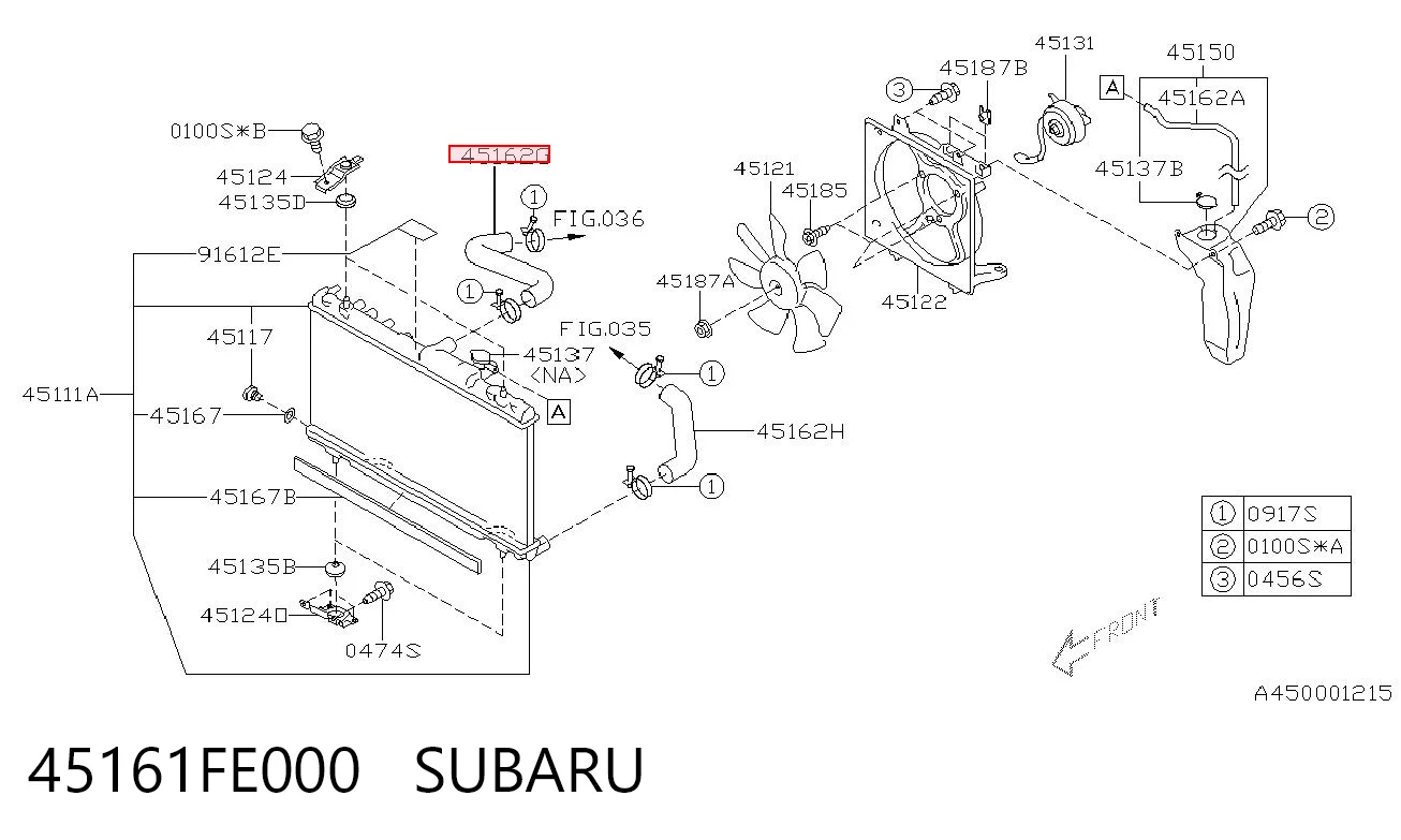 45161FE000 Subaru Mangueira (cano derivado) do radiador de esfriamento superior