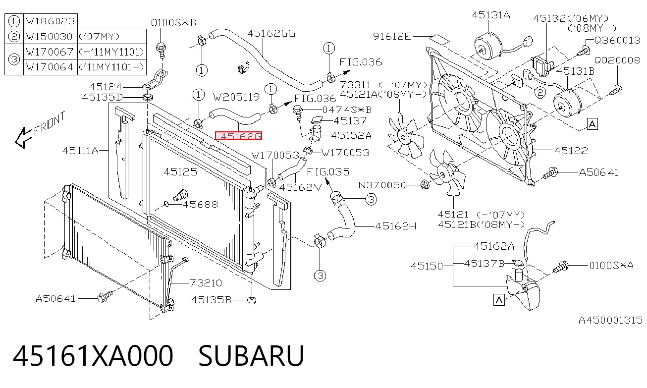 45161XA000 Subaru Mangueira (cano derivado) do radiador de esfriamento superior