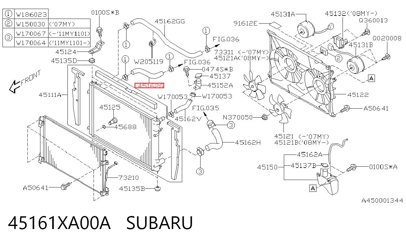 45161XA00A Subaru Mangueira (cano derivado) do radiador de esfriamento superior