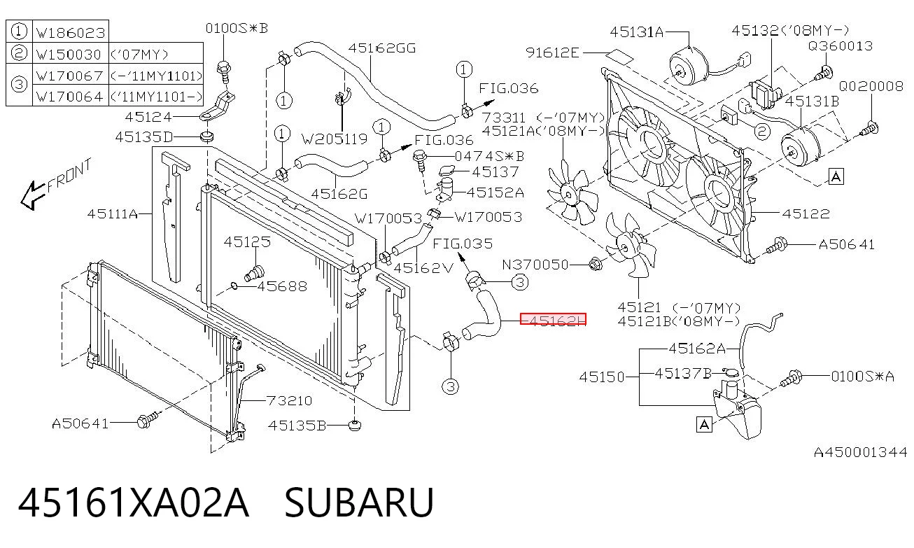 45161XA02A Subaru Mangueira (cano derivado) inferior do radiador de esfriamento
