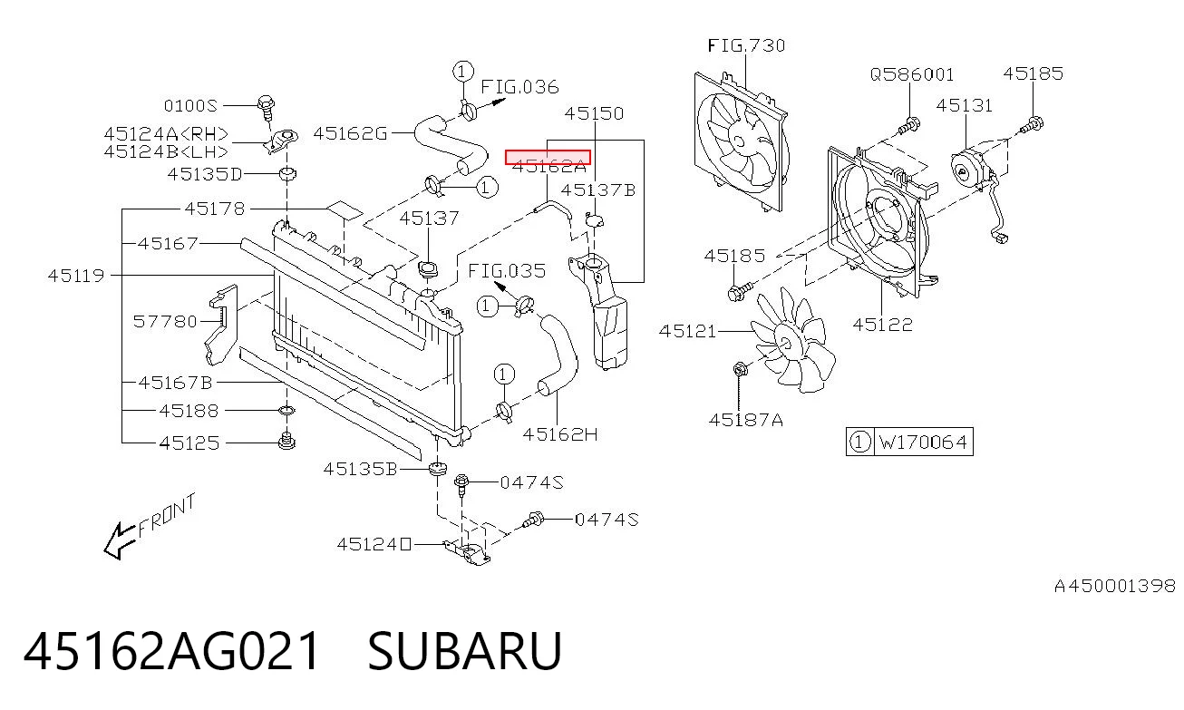 45162AG021 Subaru Mangueira superior do tanque de expansão