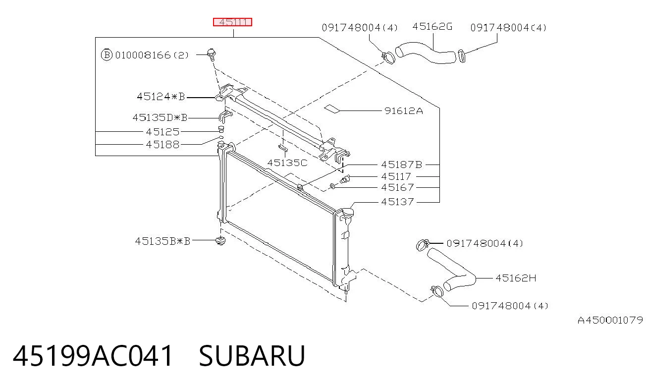 45199AC041 Subaru Radiador de esfriamento de motor