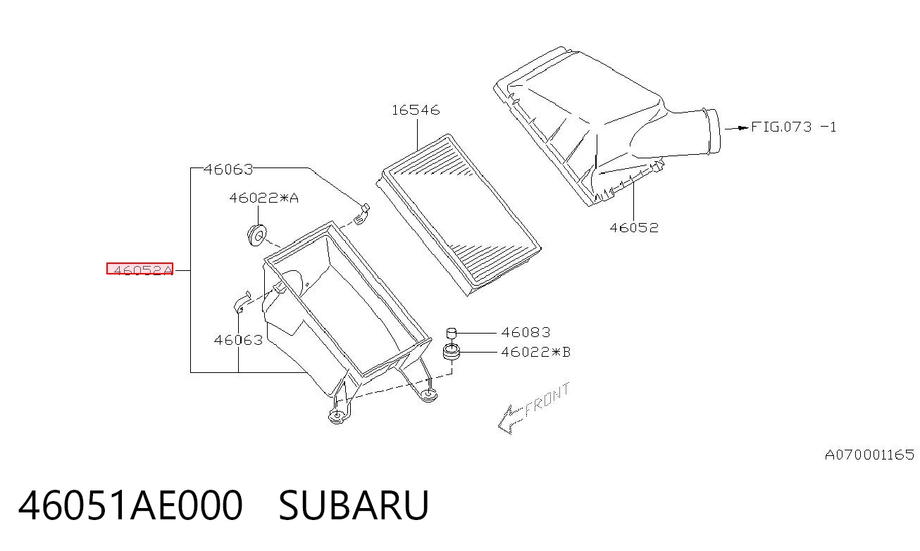 46051AE000 Subaru Caixa de filtro de ar, parte inferior