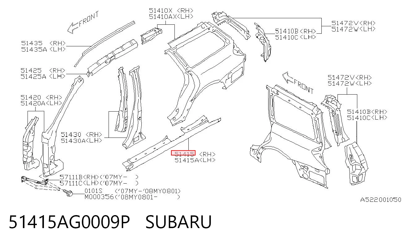 Acesso externo direito Subaru Outback B13, BP ao melhor preço