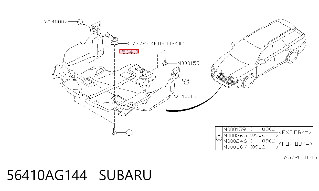 Proteção de motor, de panela (da seção de motor) Subaru Outback B13, BP ao melhor preço