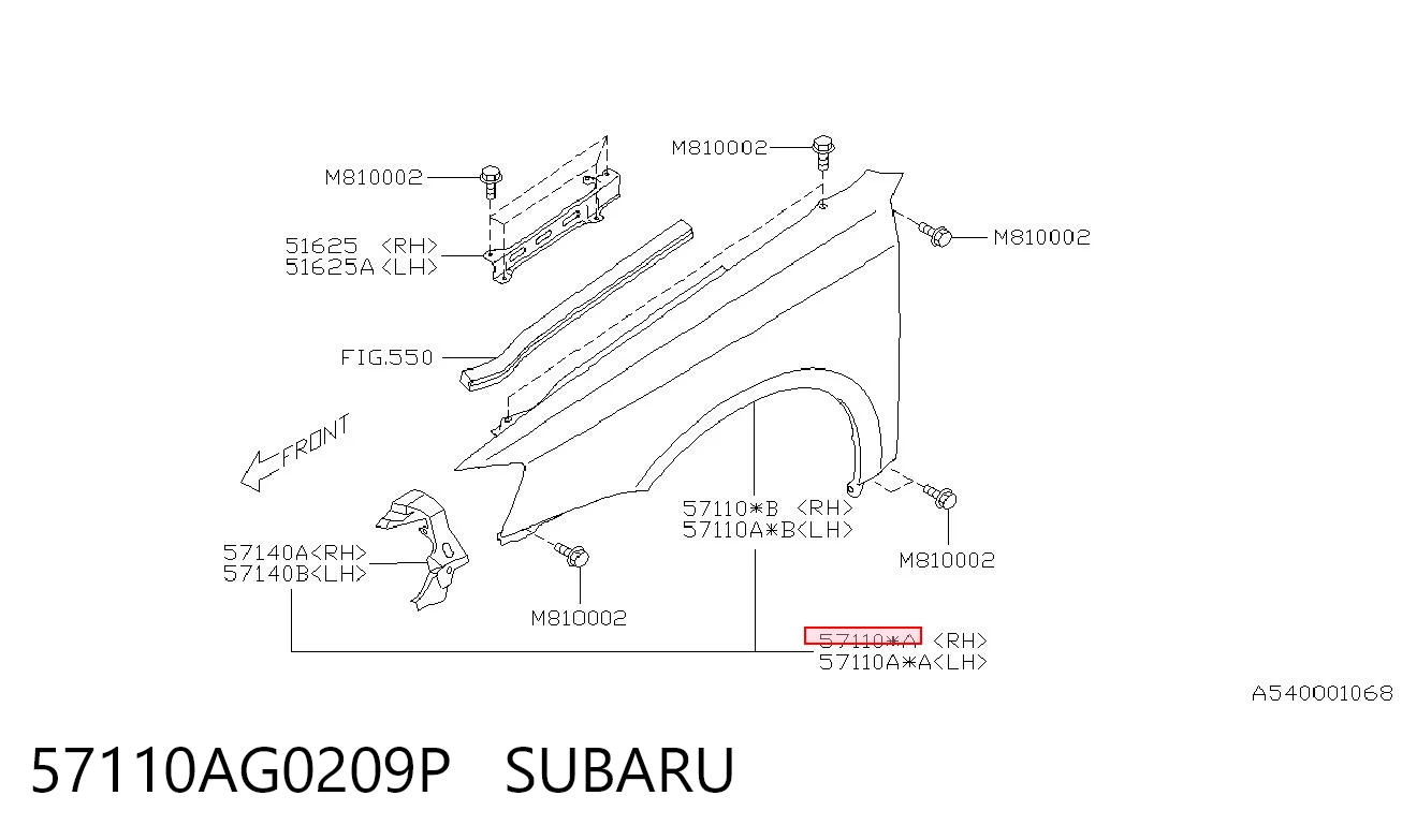 Pára-lama dianteiro direito Subaru Outback B13, BP ao melhor preço
