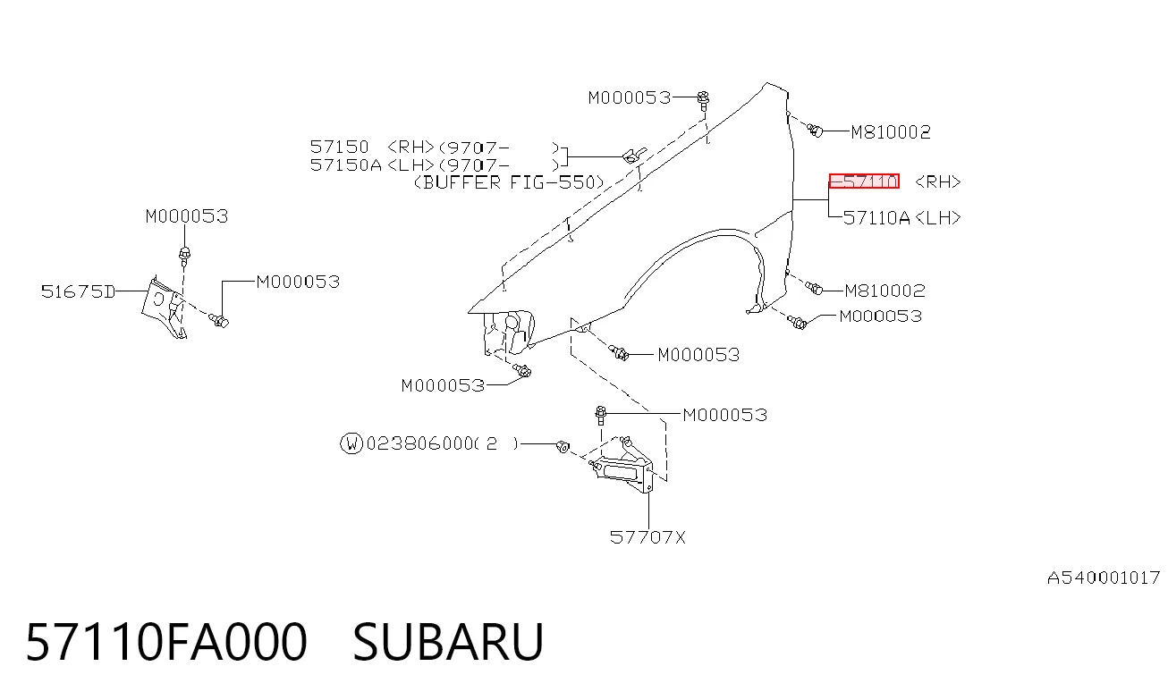 57110FA000 Subaru Pára-lama dianteiro direito