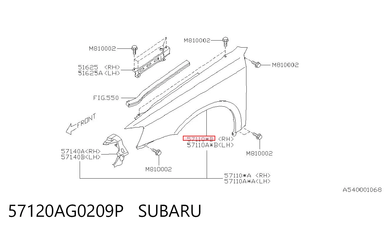 Pára-lama dianteiro direito para Subaru Outback III B13, BP