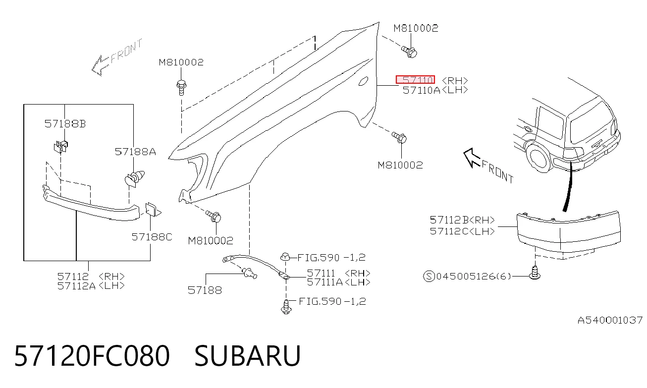 Pára-lama dianteiro direito Subaru Forester I S10, SF ao melhor preço