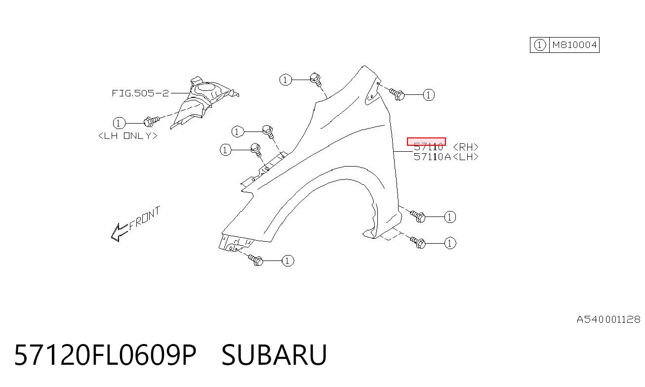 57120FL0609P Subaru Pára-lama dianteiro direito