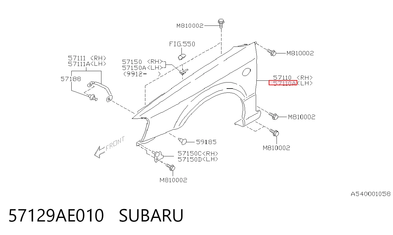 Pára-lama dianteiro esquerdo para Subaru Legacy BE, BH