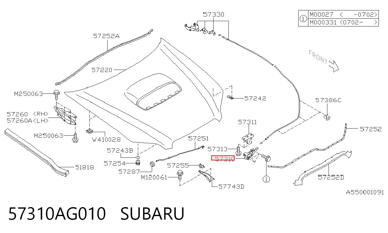 Fecho da capota para Subaru Outback III B13, BP