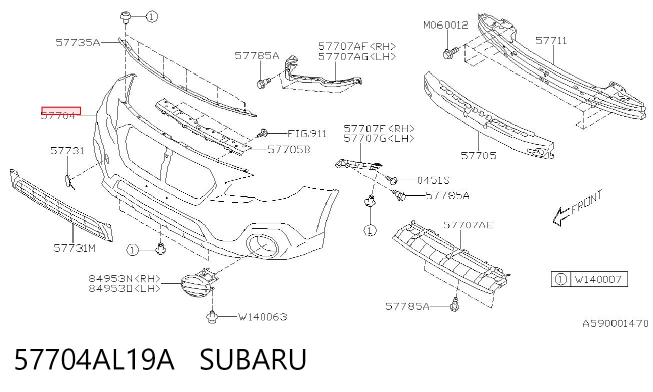 57704AL19A Subaru Pára-choque dianteiro