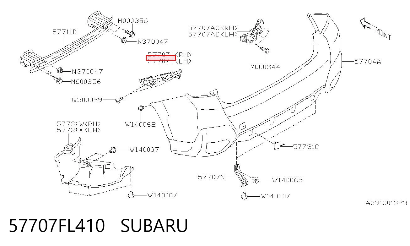 57707FL410 Subaru Consola esquerda do pára-choque traseiro externo