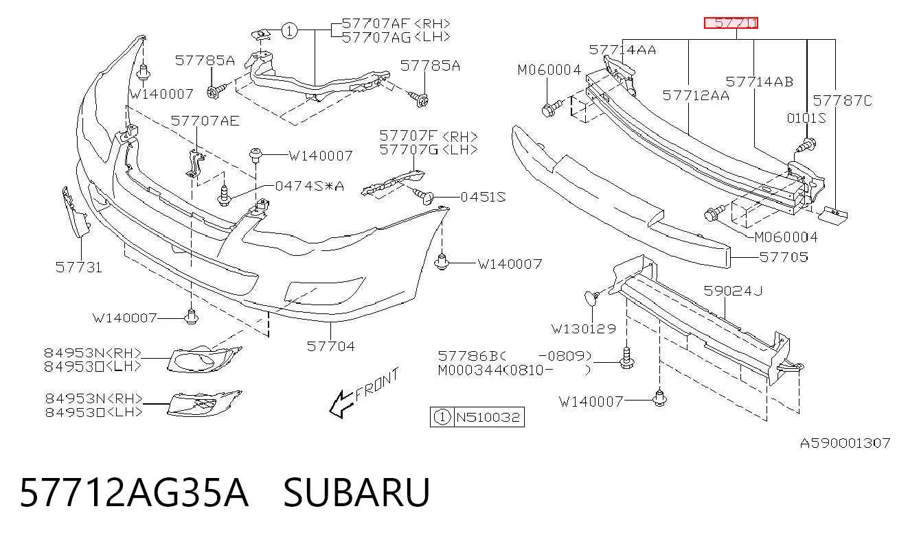 Reforçador do pára-choque dianteiro Subaru Outback  B13, BP ao melhor preço
