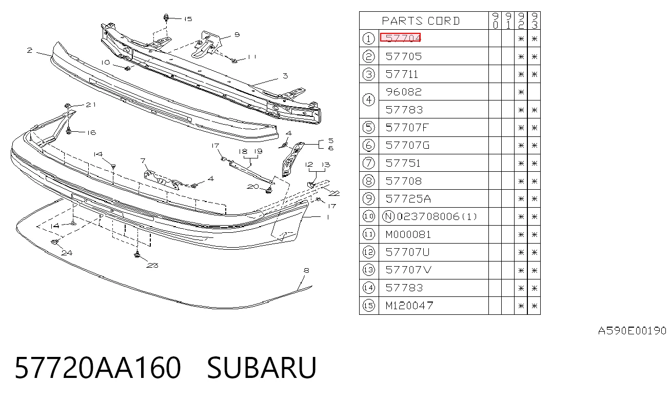 Pára-choque dianteiro para Subaru Legacy BC