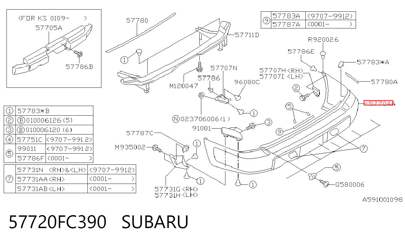 Pára-choque traseiro para Subaru Forester I S10, SF