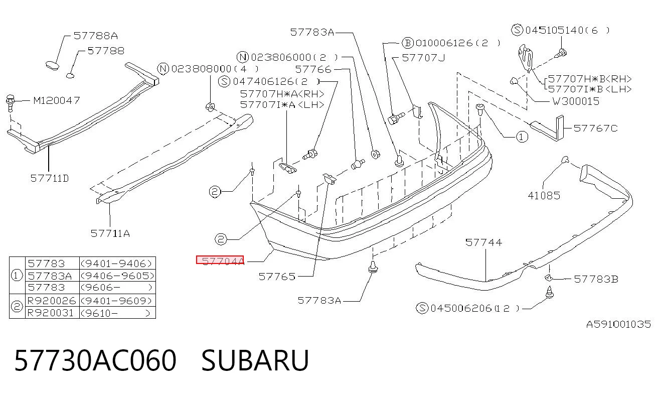 Pára-choque traseiro para Subaru Legacy BD, BG