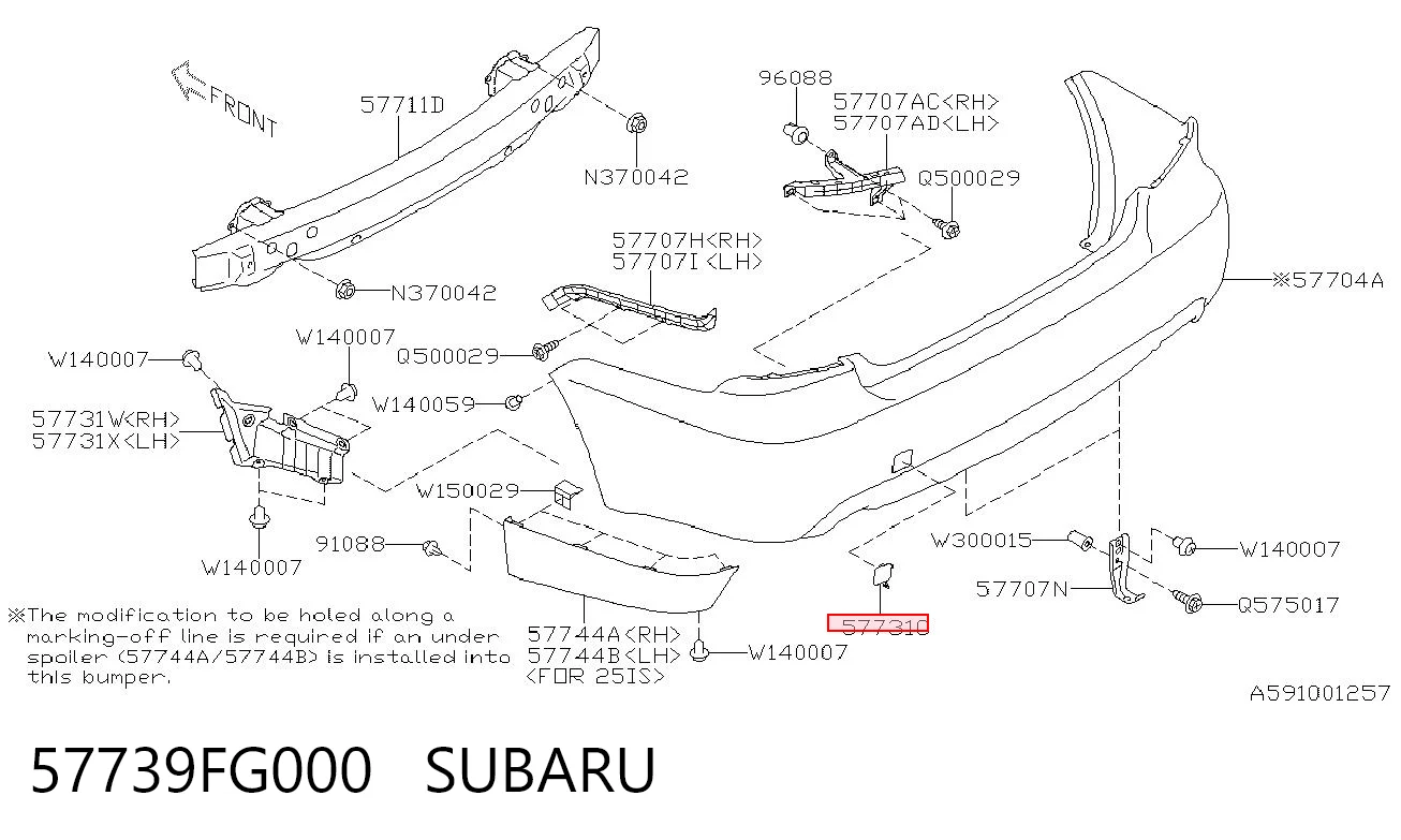 57739FG000 Subaru Tampão traseiro do pára-choque do gancho de reboque