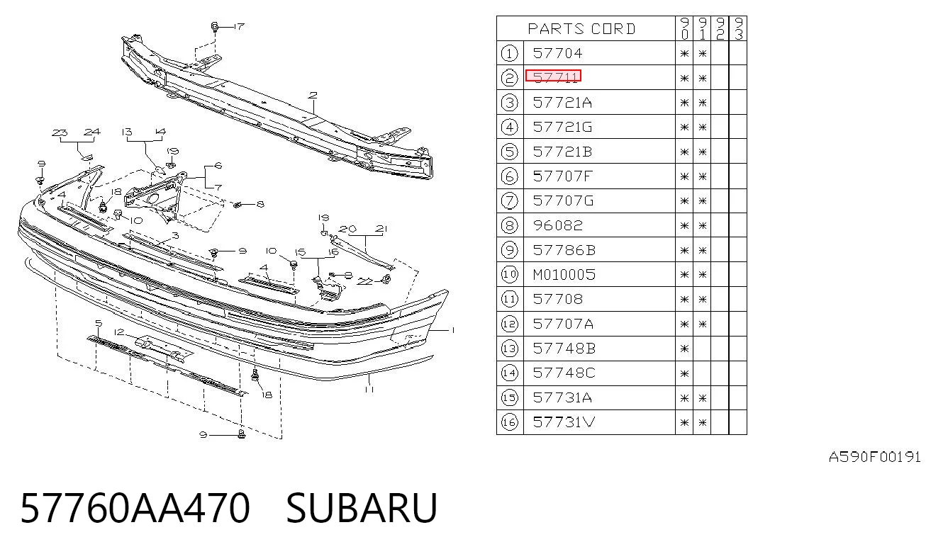 Reforçador do pára-choque dianteiro Subaru Legacy I BC ao melhor preço