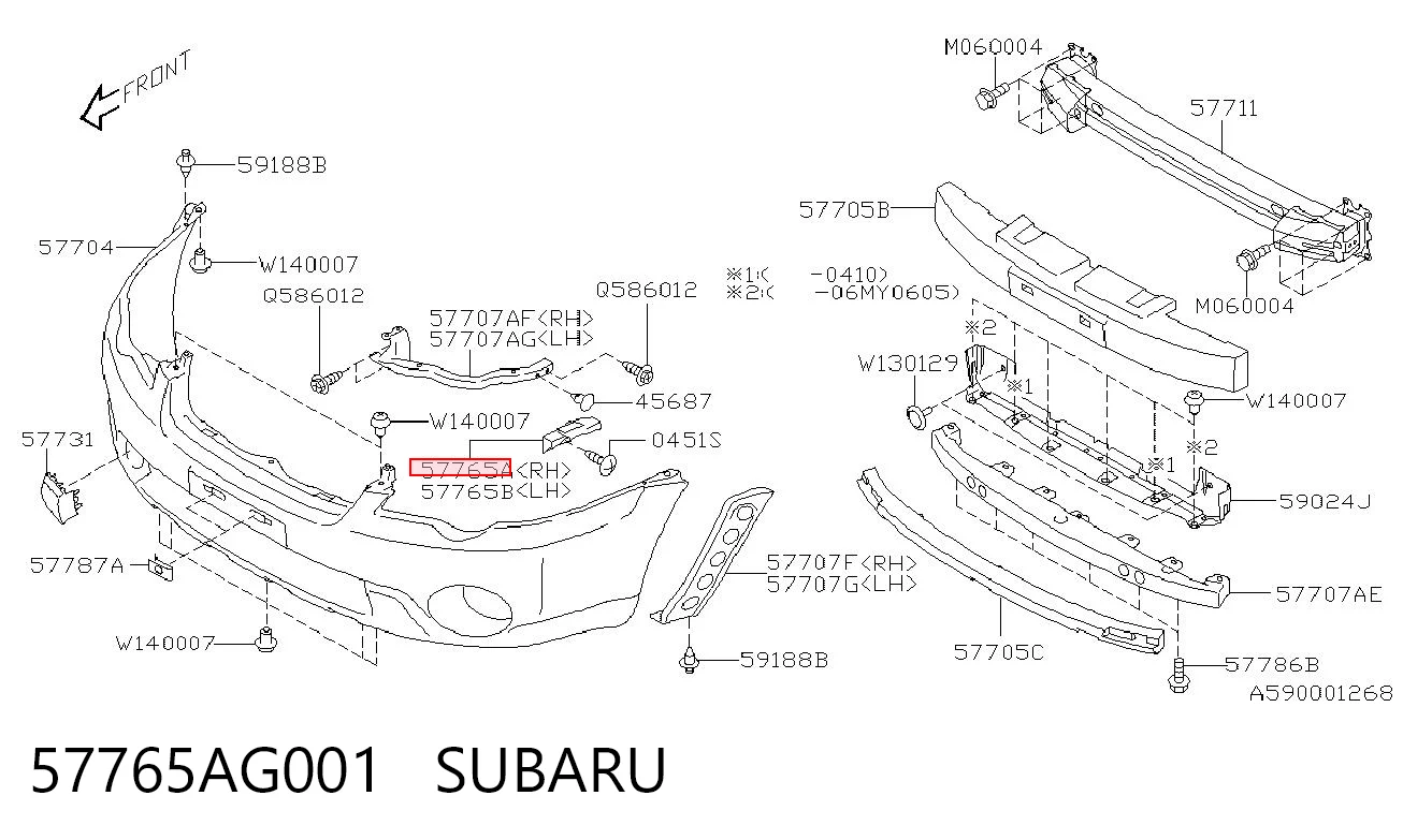 Consola do pára-choque dianteiro para Subaru Outback B13, BP
