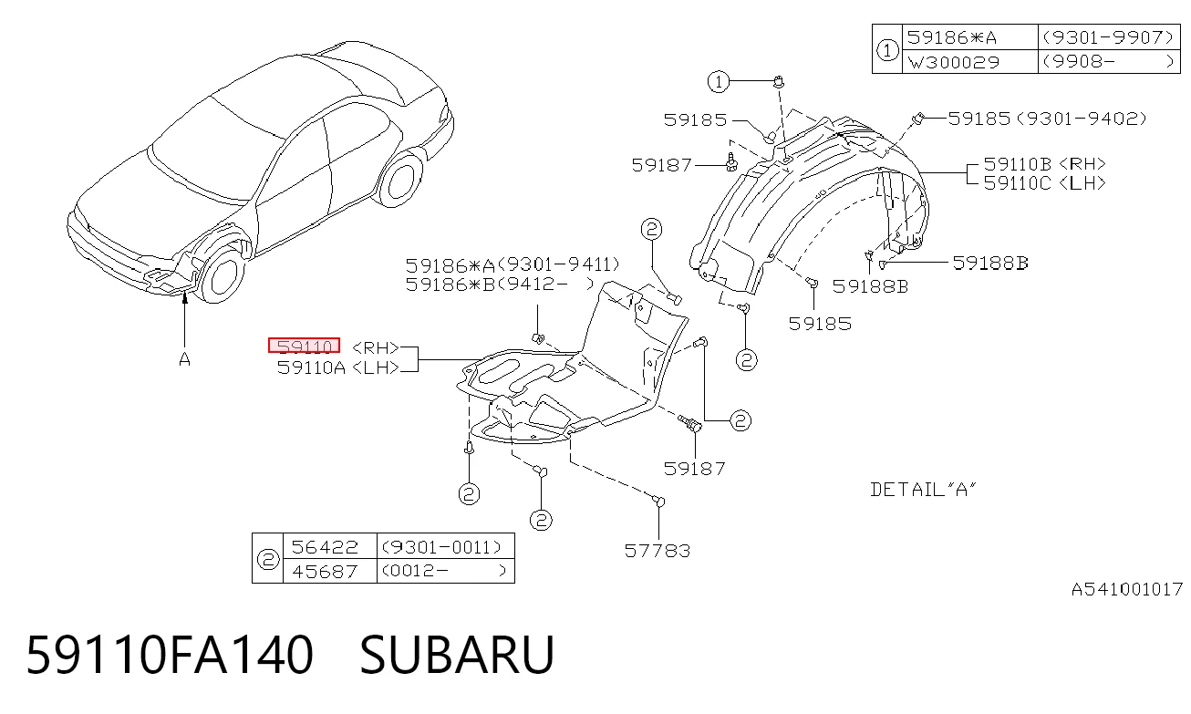 Guarda-barras direito do pára-lama dianteiro Subaru Impreza I GF ao melhor preço
