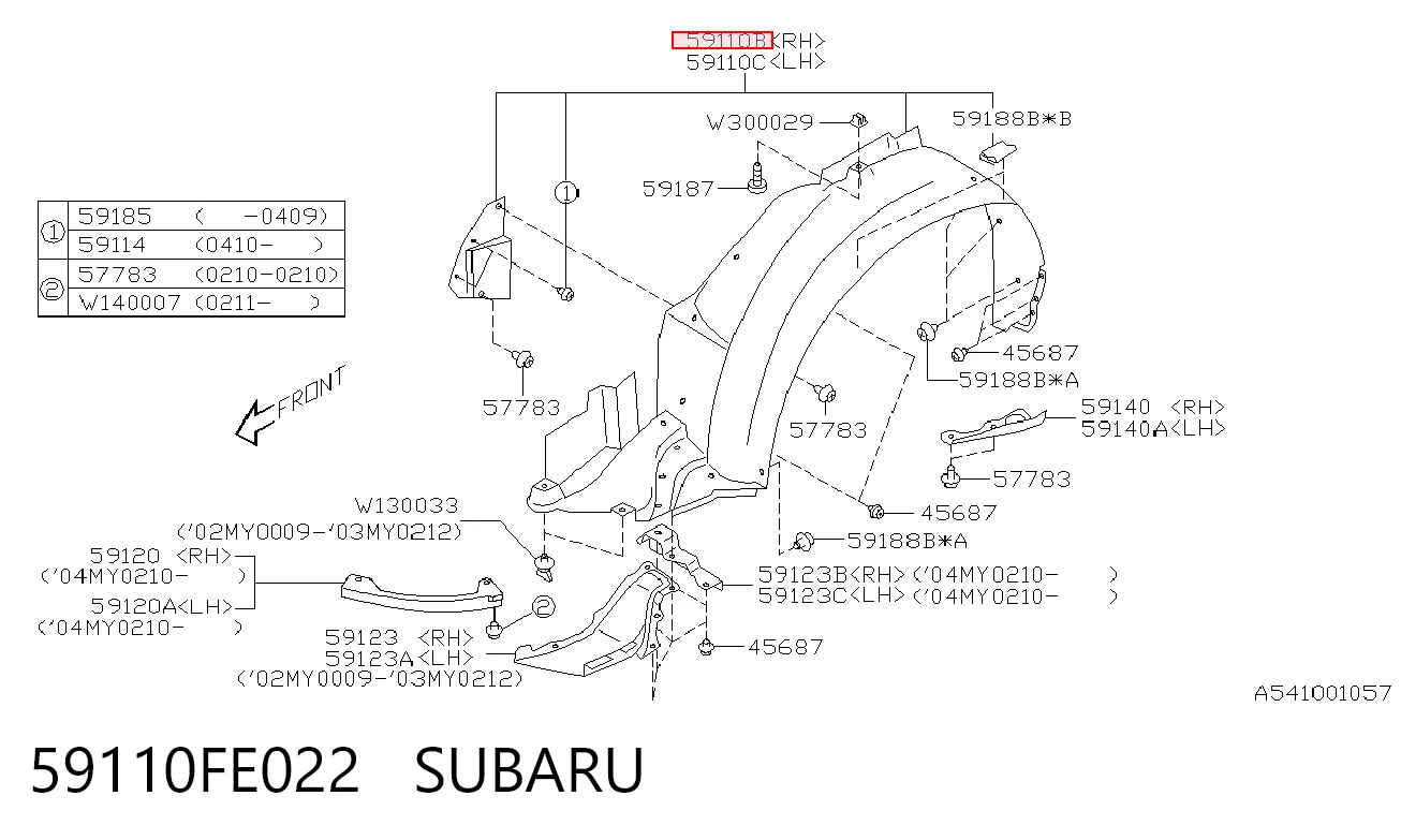 Guarda-barras direito do pára-lama dianteiro Subaru Impreza II GD