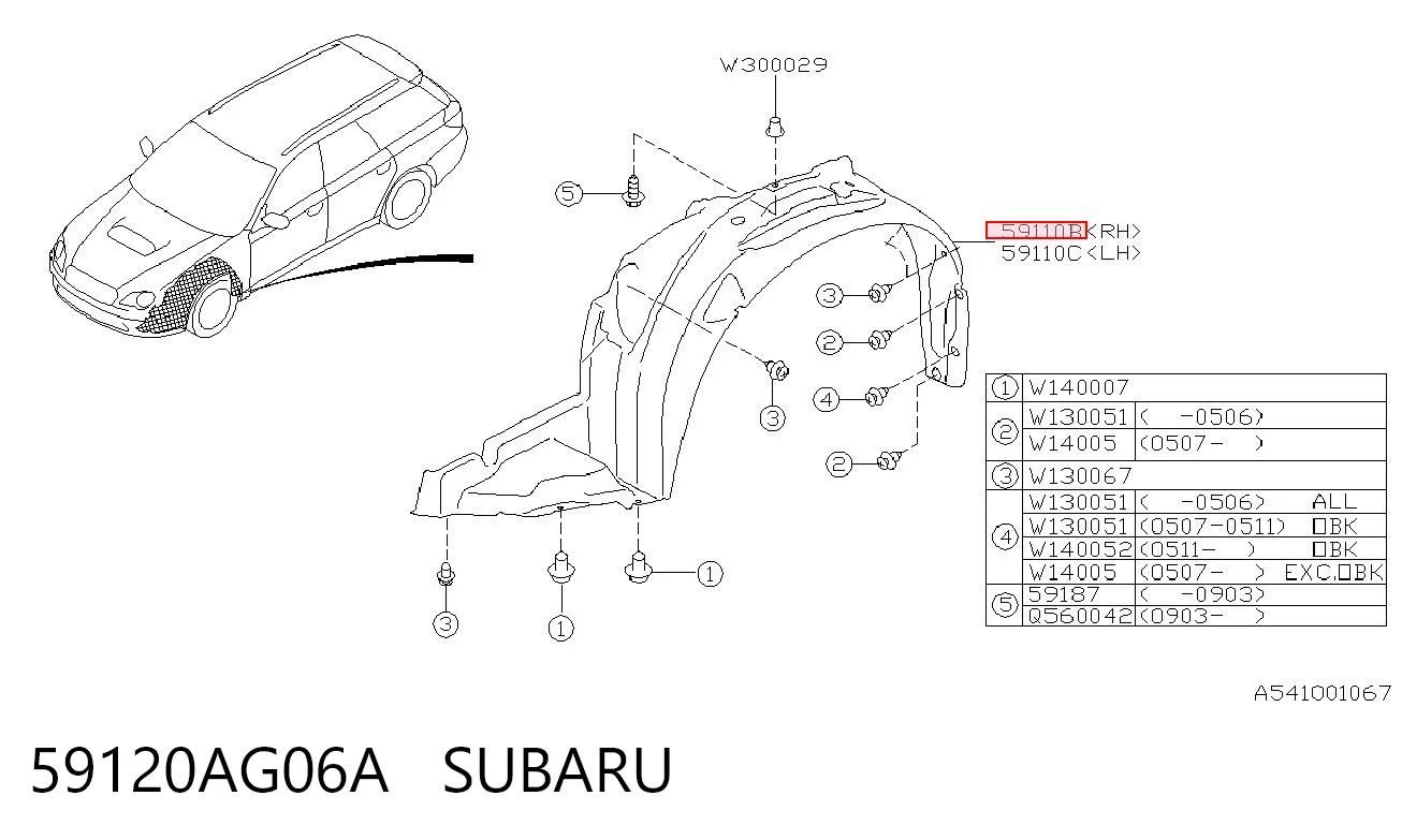  Guarda-barras direito do pára-lama dianteiro Subaru Outback III carrinha (B13, BP) (2003 - 2009) III