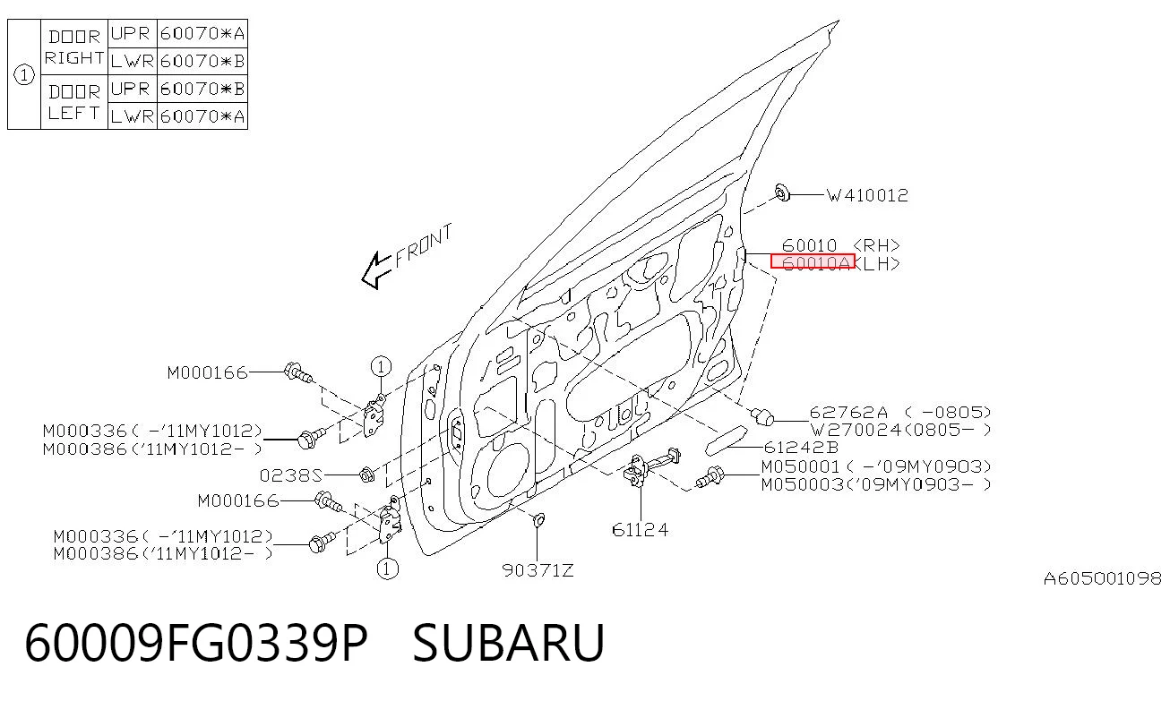 Porta dianteira esquerda Subaru Impreza III GH ao melhor preço