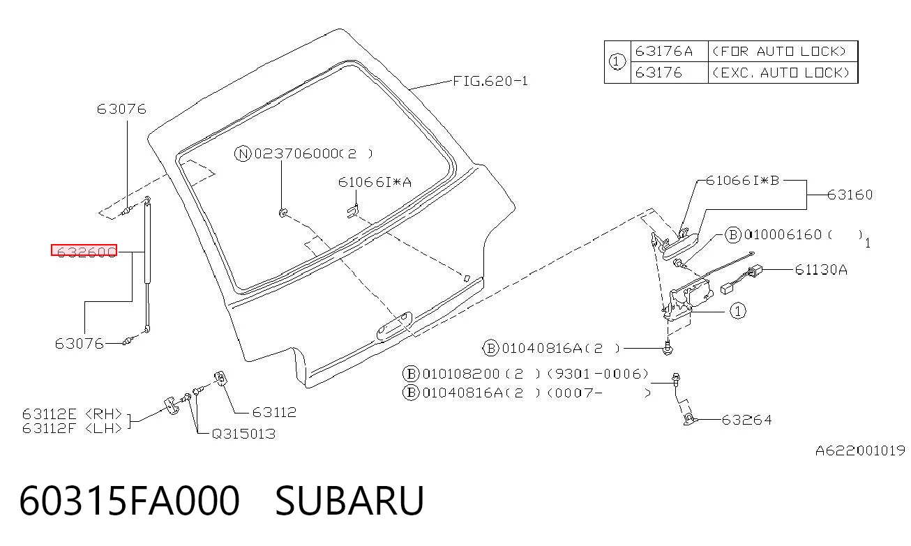 60315FA000 Subaru Amortecedor de tampa de porta-malas (de 3ª/5ª porta traseira)