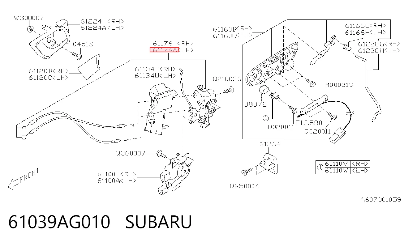 Fecho da porta dianteira esquerda Subaru Outback  B13, BP ao melhor preço