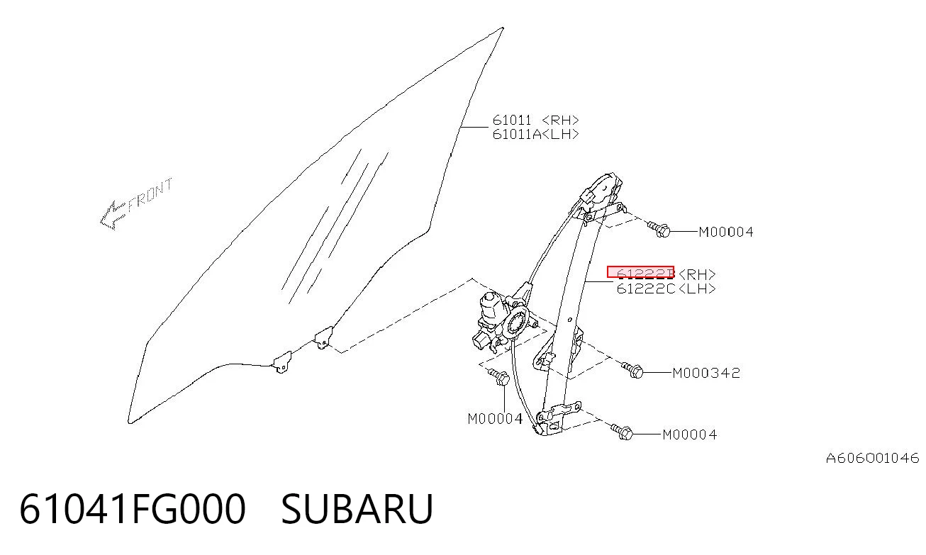 Mecanismo de acionamento de vidro da porta dianteira direita para Subaru Impreza III GH