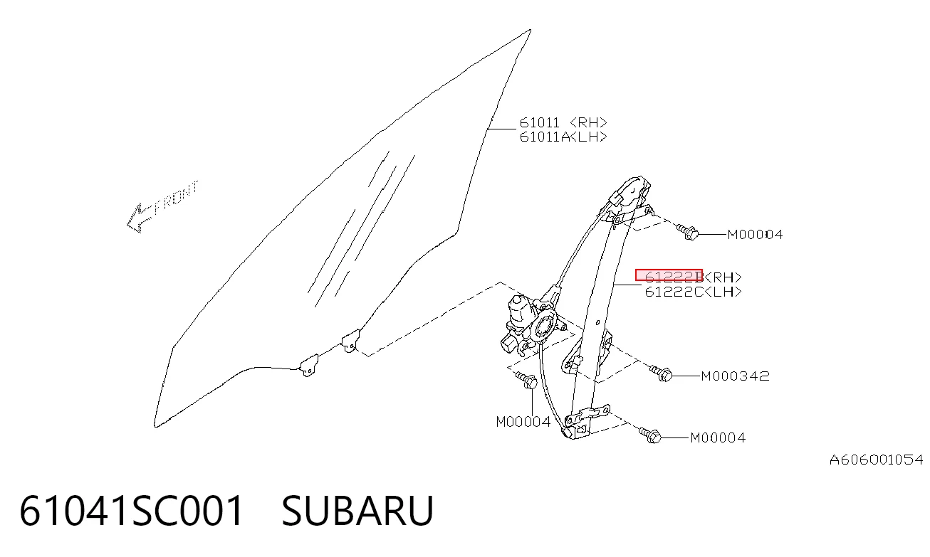 Mecanismo de acionamento de vidro da porta dianteira direita para Subaru Forester III S12, SH